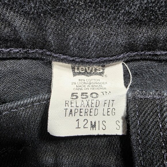 Levis 550 Jeans Womens 12 Short Black Relaxed Fit Tapered Leg Stretch Denim - Picture 4 of 10